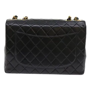CHANEL Big Matelasse Chain Shoulder Bag Leather Black Cc Auth Fm2835