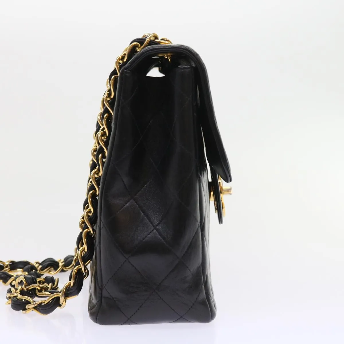 CHANEL Big Matelasse Chain Shoulder Bag Leather Black Cc Auth Fm2835