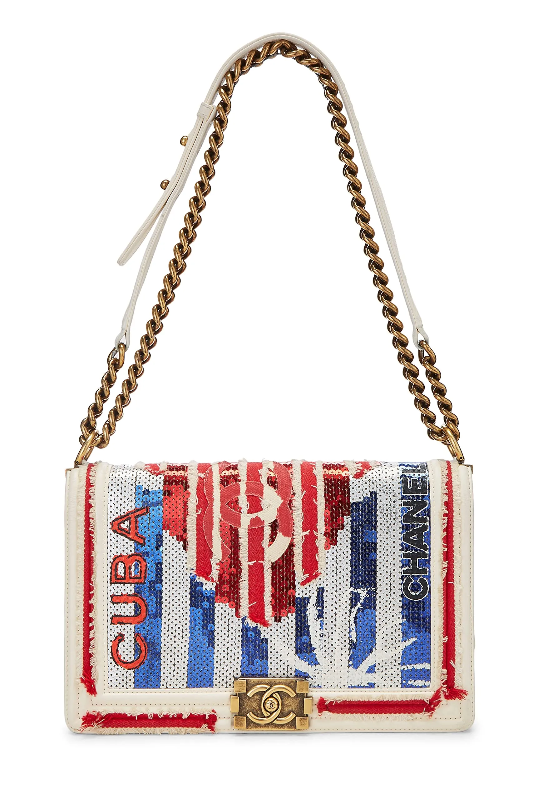 Chanel,  Paris-Cuba Multicolor Sequin Boy Bag New Medium, Multi
