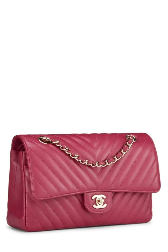 CHANEL,  Purple Chevron Lambskin Classic Double Flap Medium, Purple