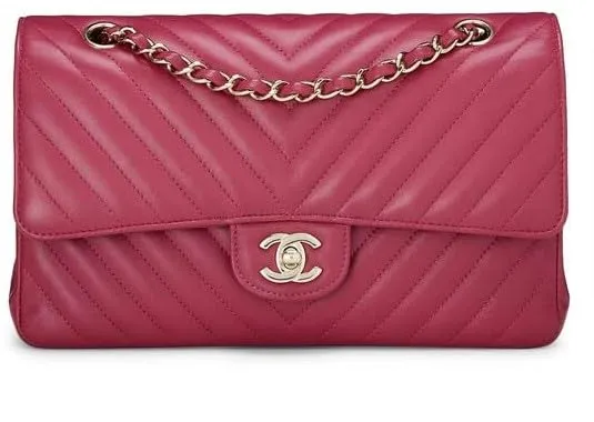 CHANEL,  Purple Chevron Lambskin Classic Double Flap Medium, Purple