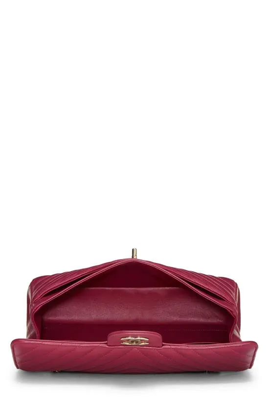 CHANEL,  Purple Chevron Lambskin Classic Double Flap Medium, Purple