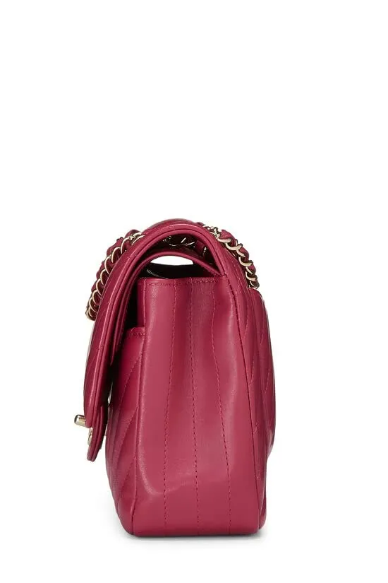 CHANEL,  Purple Chevron Lambskin Classic Double Flap Medium, Purple