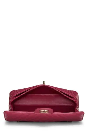 CHANEL,  Purple Chevron Lambskin Classic Double Flap Medium, Purple