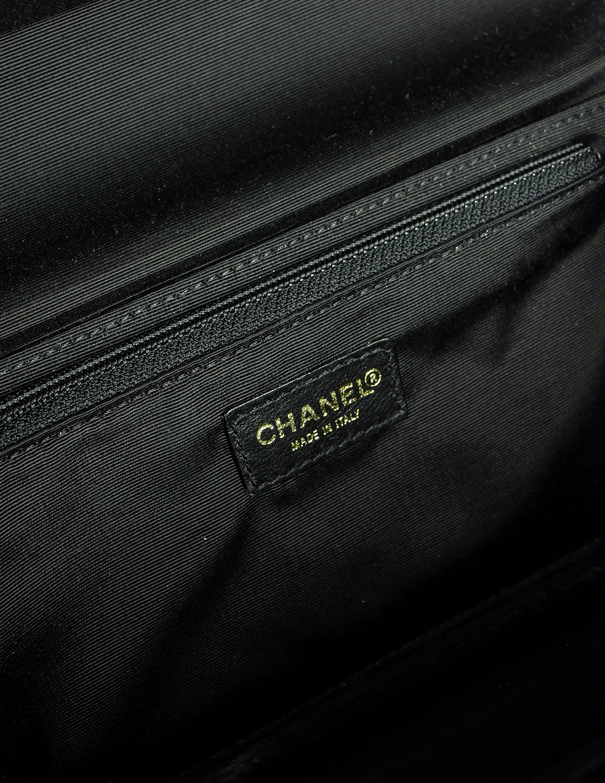 Chanel Vintage Unique Black and Cream Plexi Logo Turnlock Flap Bag