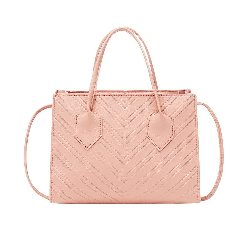Chevron Embossed Design Leather Handbags