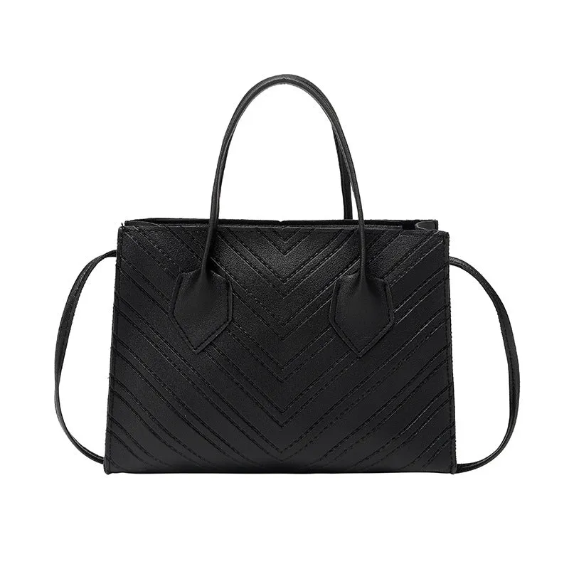 Chevron Embossed Design Leather Handbags
