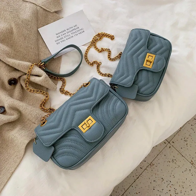 Chevron Pattern Chain Strap Mini Crossbody Bags