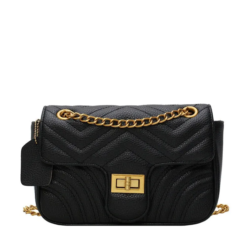 Chevron Pattern Chain Strap Mini Crossbody Bags