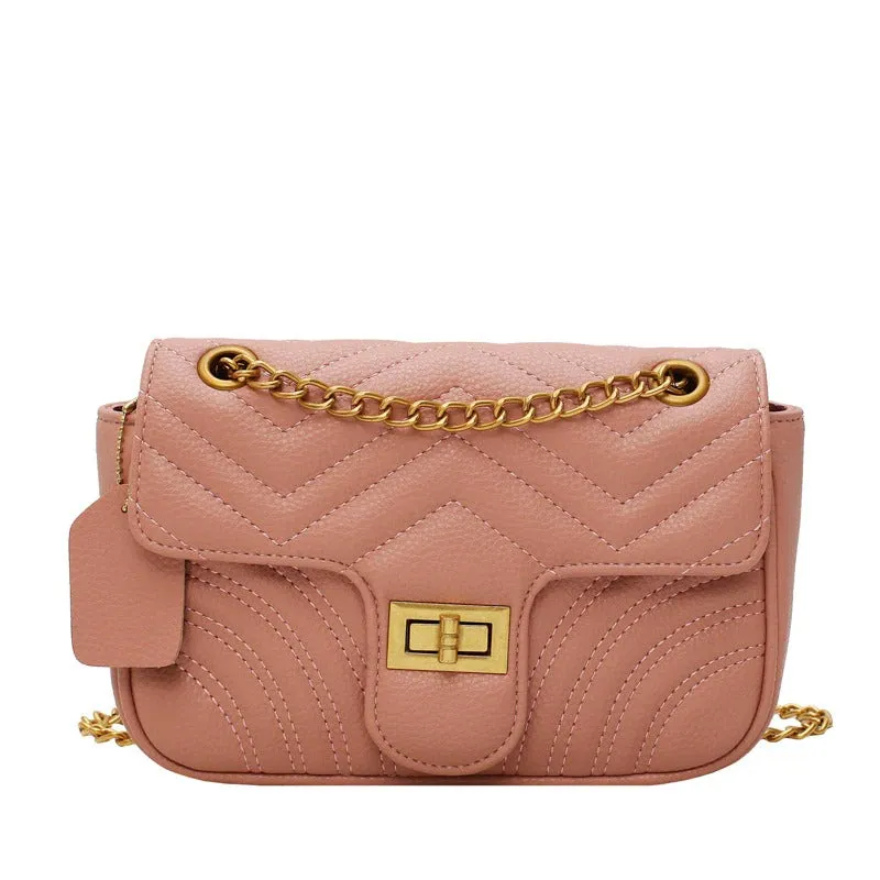 Chevron Pattern Chain Strap Mini Crossbody Bags
