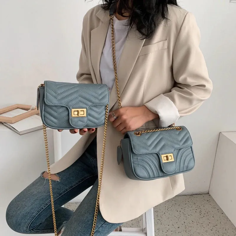 Chevron Pattern Chain Strap Mini Crossbody Bags