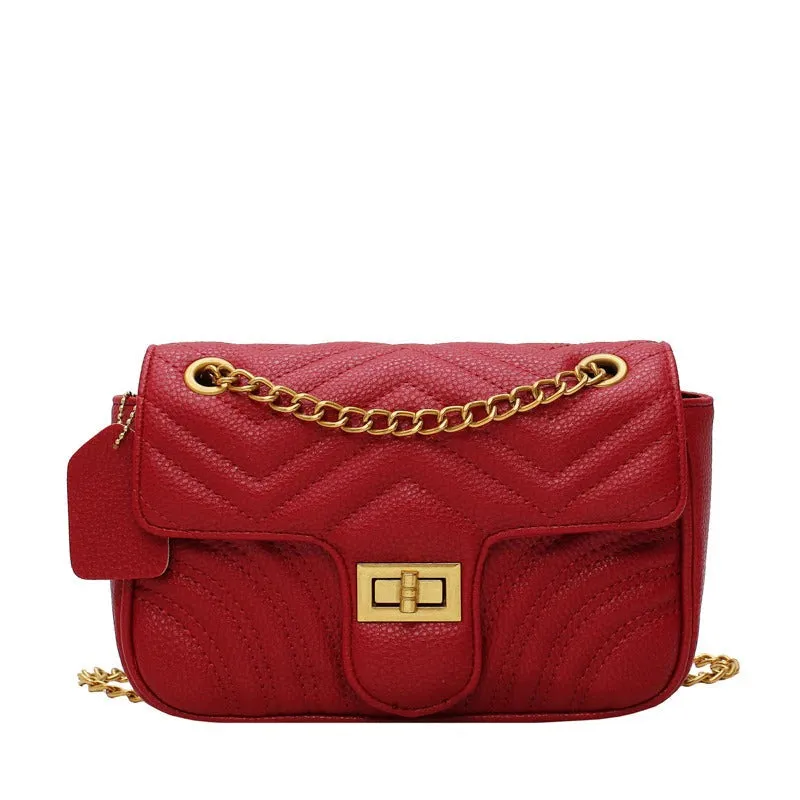 Chevron Pattern Chain Strap Mini Crossbody Bags