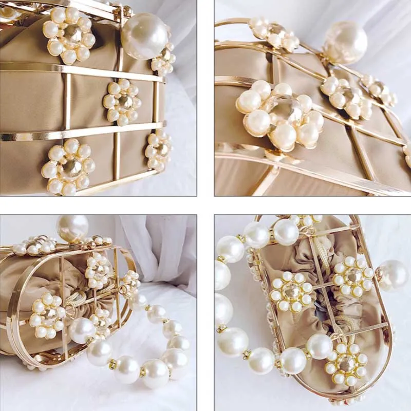 Elegant Floral Pearl Shaped Handbags