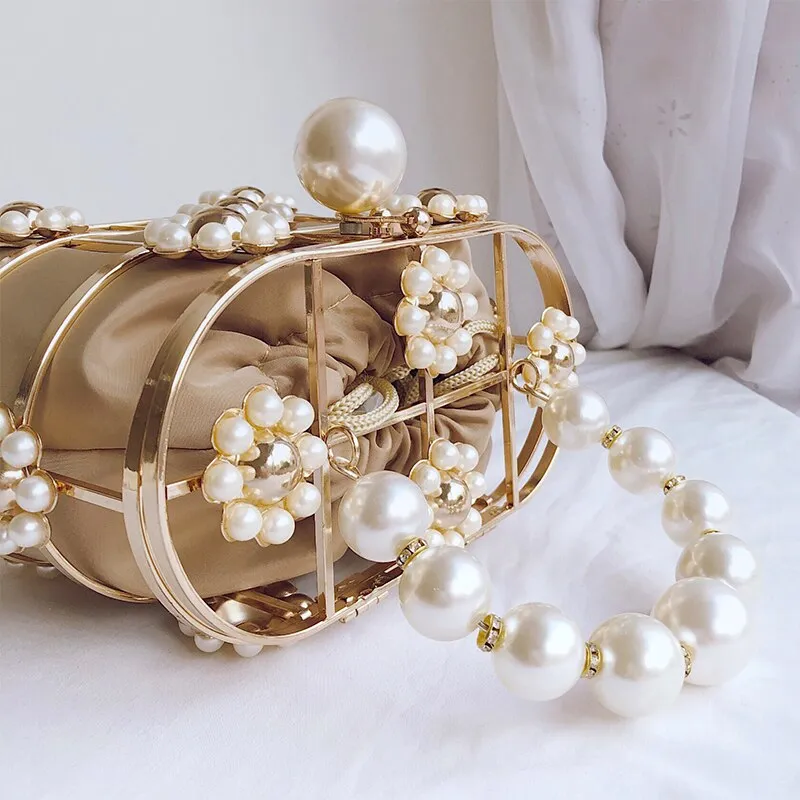 Elegant Floral Pearl Shaped Handbags