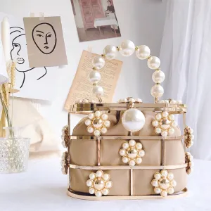 Elegant Floral Pearl Shaped Handbags