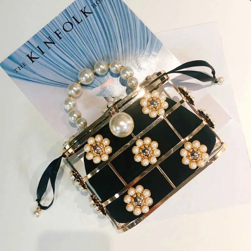 Elegant Floral Pearl Shaped Handbags