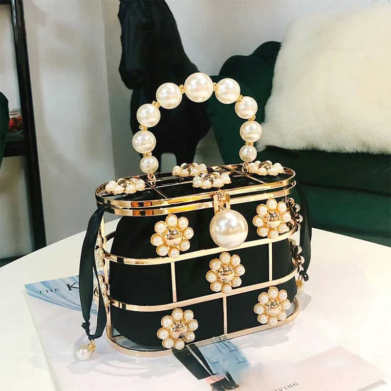 Elegant Floral Pearl Shaped Handbags