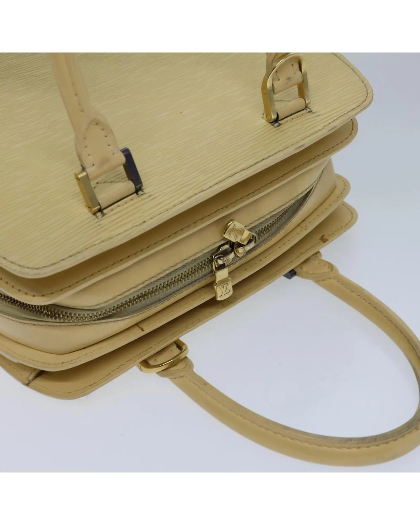 Epi Leather Hand Bag with Metal Fittings and Multiple Pockets - Pre-owned