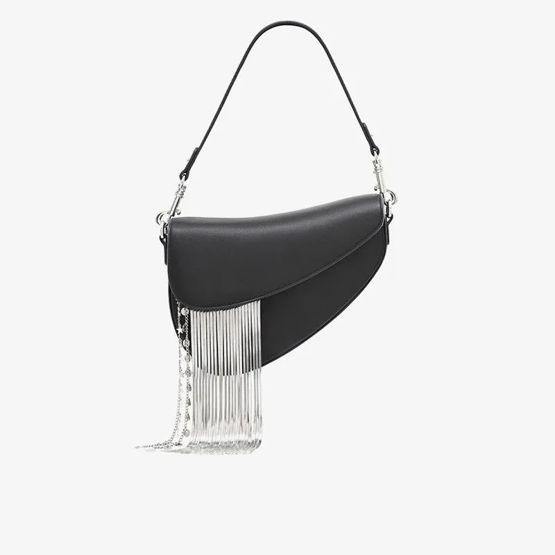 Fashion Tassel Chain Decor Vegan Leather Cross-body Shoulder Bags