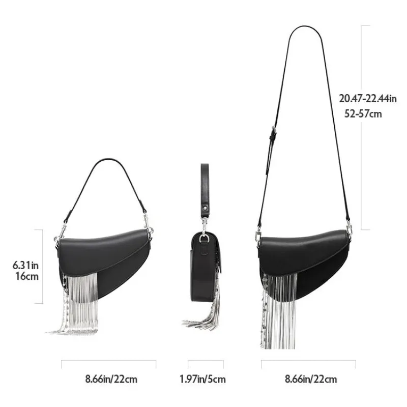 Fashion Tassel Chain Decor Vegan Leather Cross-body Shoulder Bags