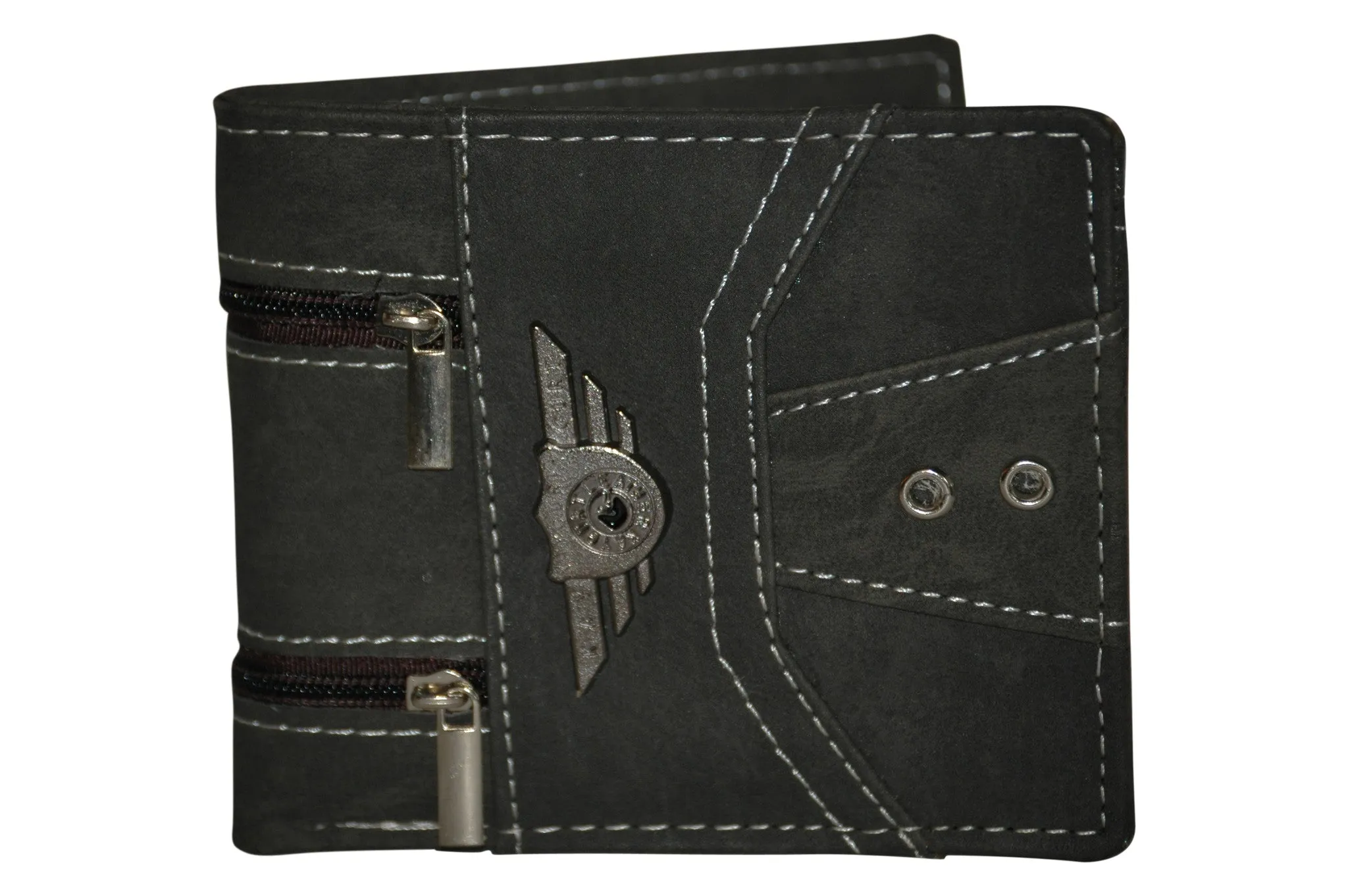Faux Leather Trifold Coin Credit Card Wallet