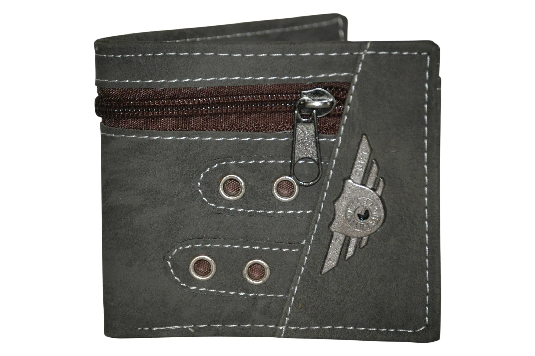 Faux Leather Trifold Coin Credit Card Wallet