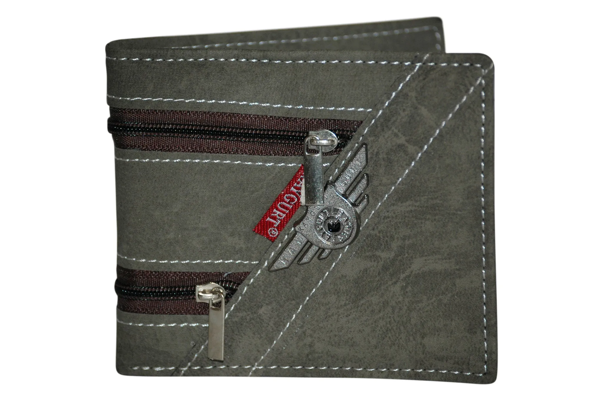 Faux Leather Trifold Coin Credit Card Wallet