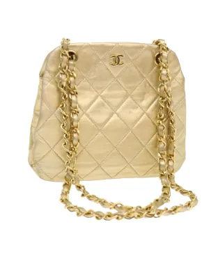 Gold Chain Matelasse Shoulder Bag - Authentic