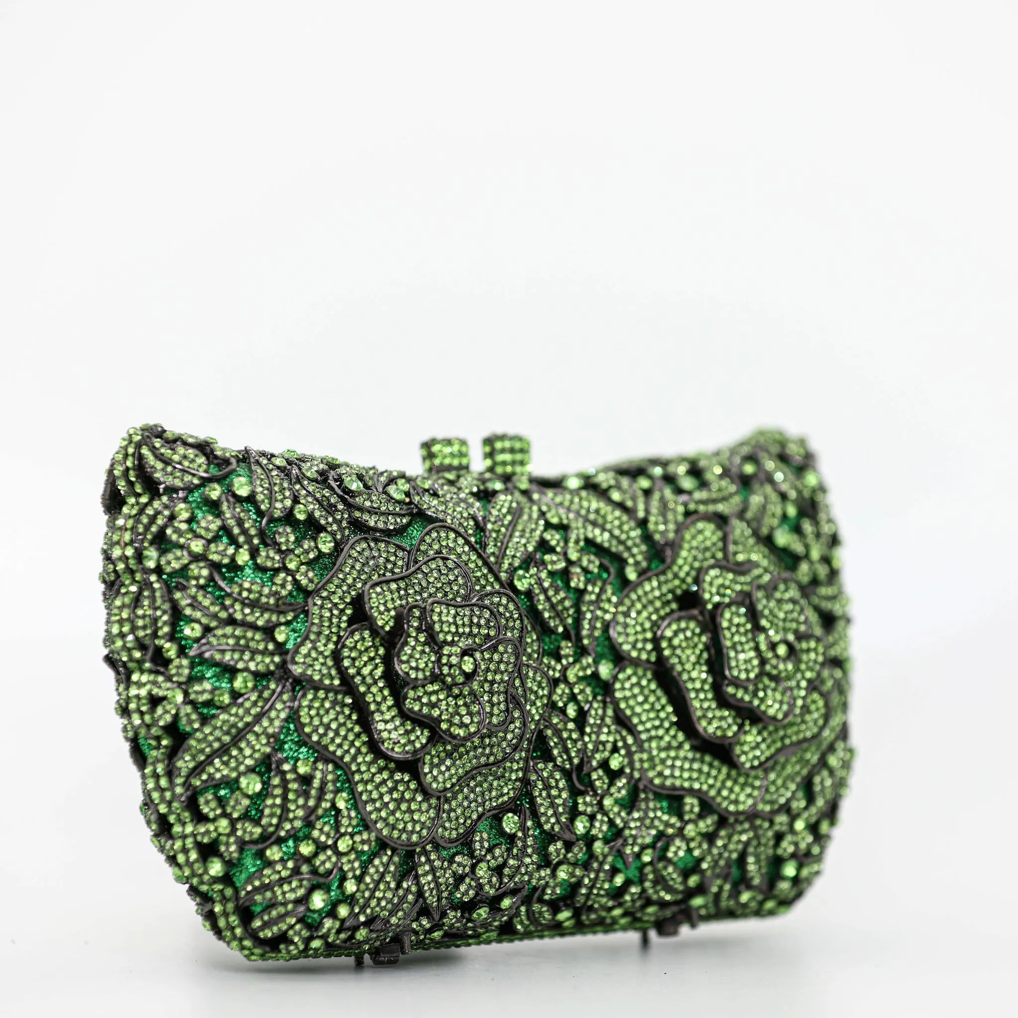 Green Floral Clutch Purse