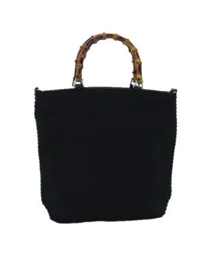 Gucci Bamboo Top Handle Bag Black Canvas