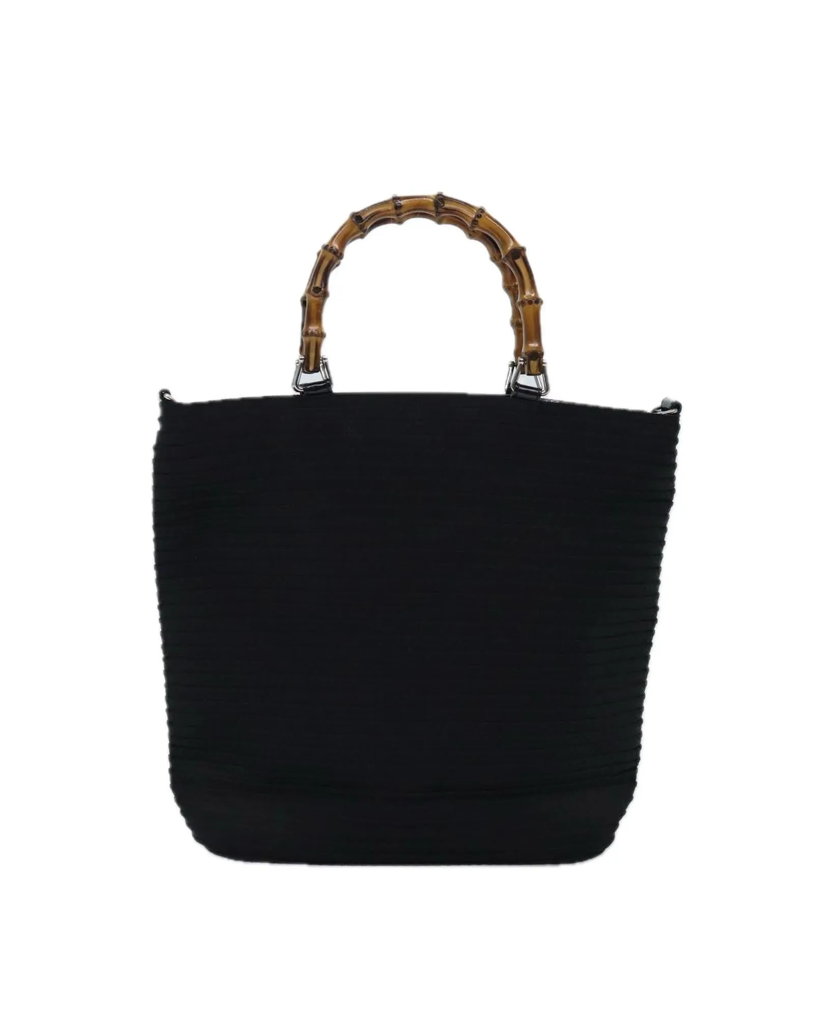 Gucci Bamboo Top Handle Bag Black Canvas