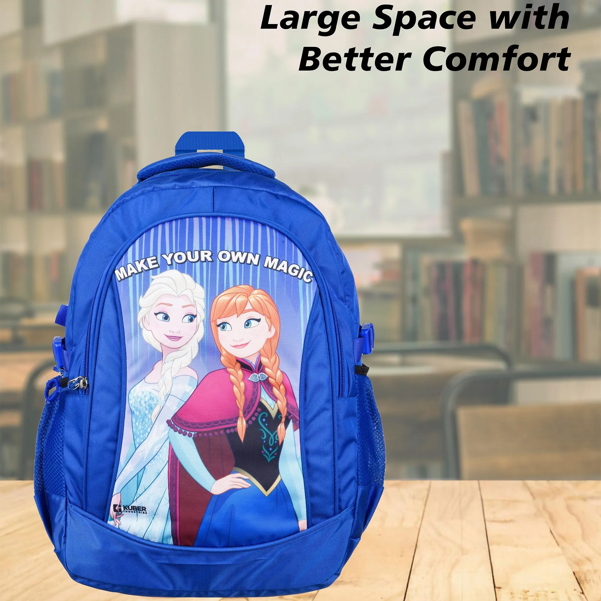 Kuber Industries Disney Frozen School Bags | Kids School Bags | Student Bookbag | Travel Backpack | School Bag for Girls & Boys | School Bag with 3 Compartments | Blue