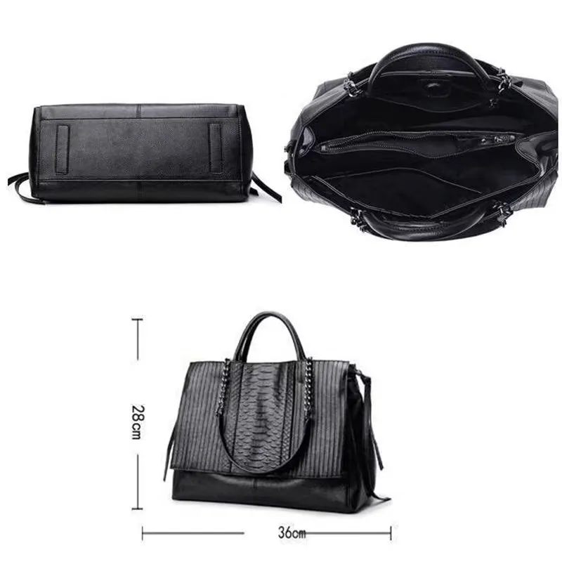 Luxury CrocLeather Tote Shoulder Bag