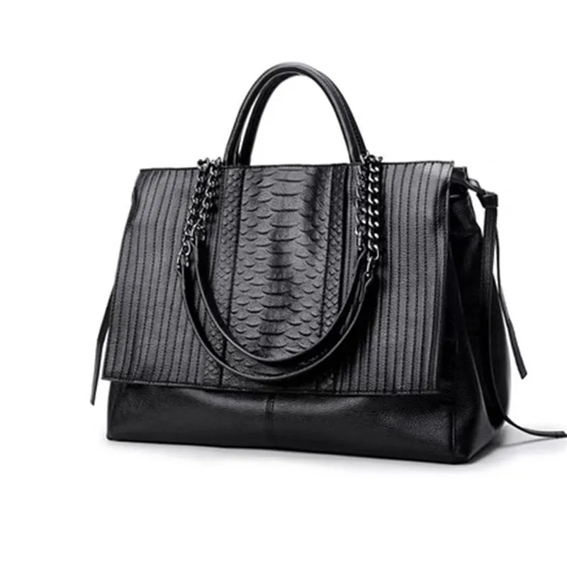Luxury CrocLeather Tote Shoulder Bag