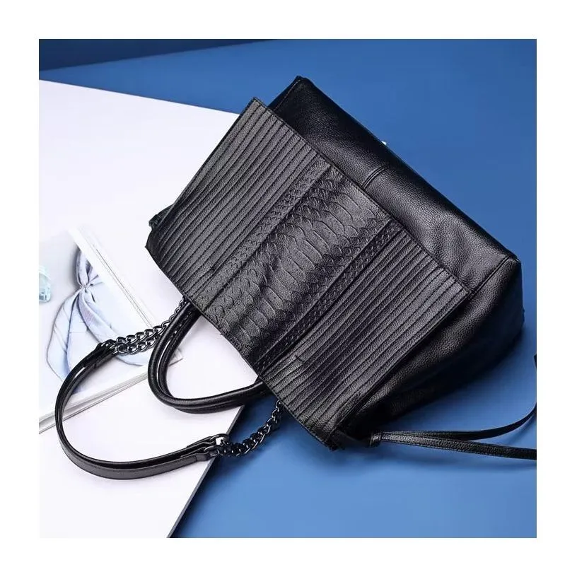 Luxury CrocLeather Tote Shoulder Bag