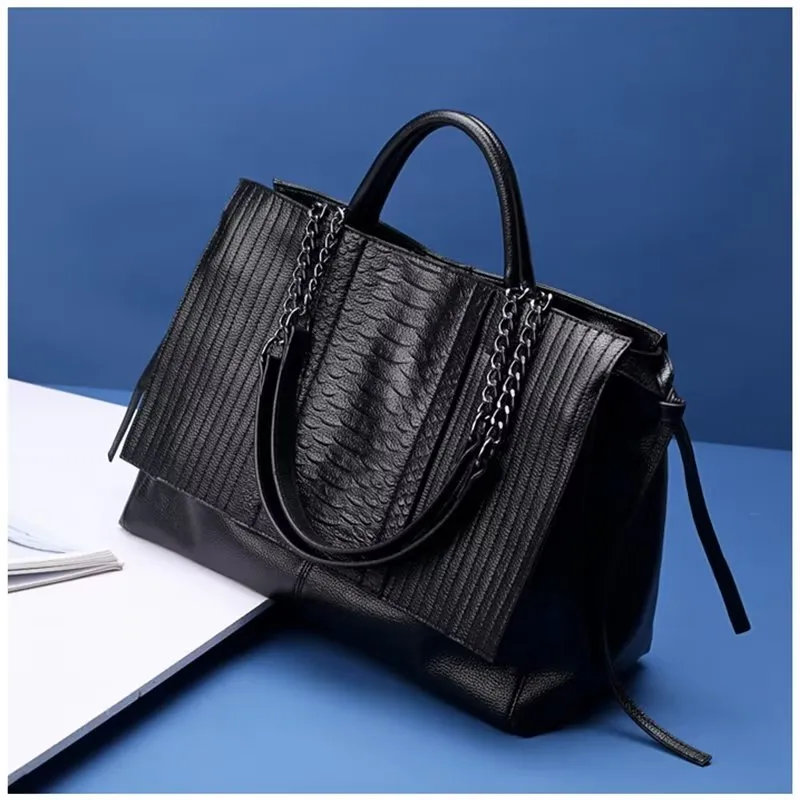 Luxury CrocLeather Tote Shoulder Bag