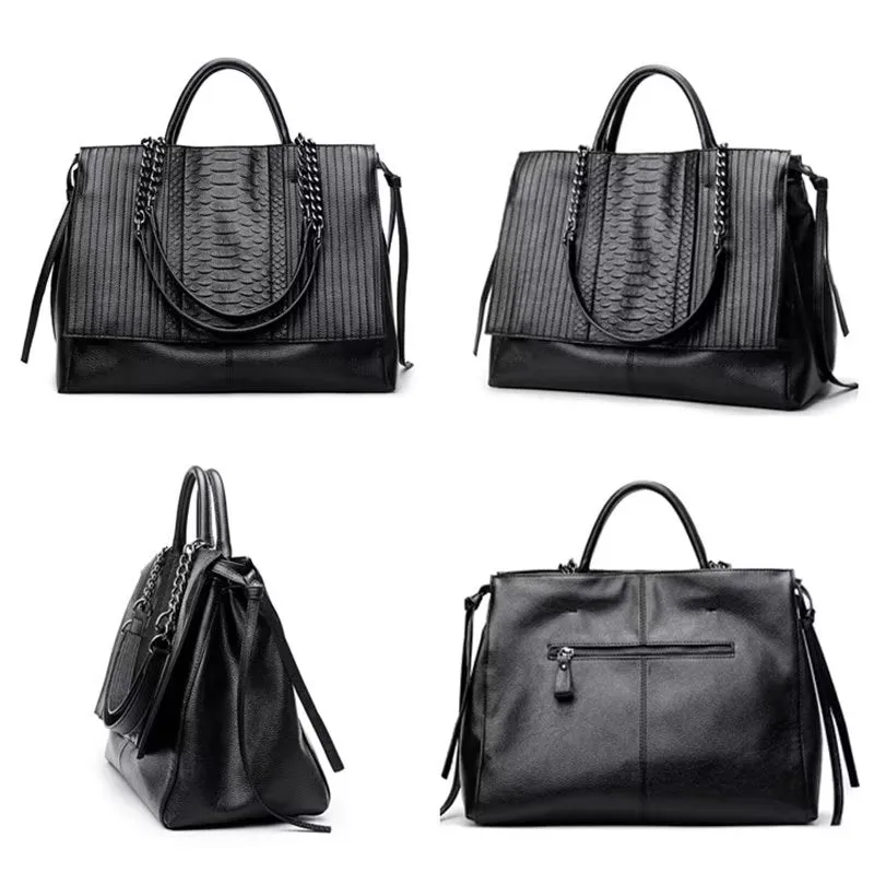 Luxury CrocLeather Tote Shoulder Bag
