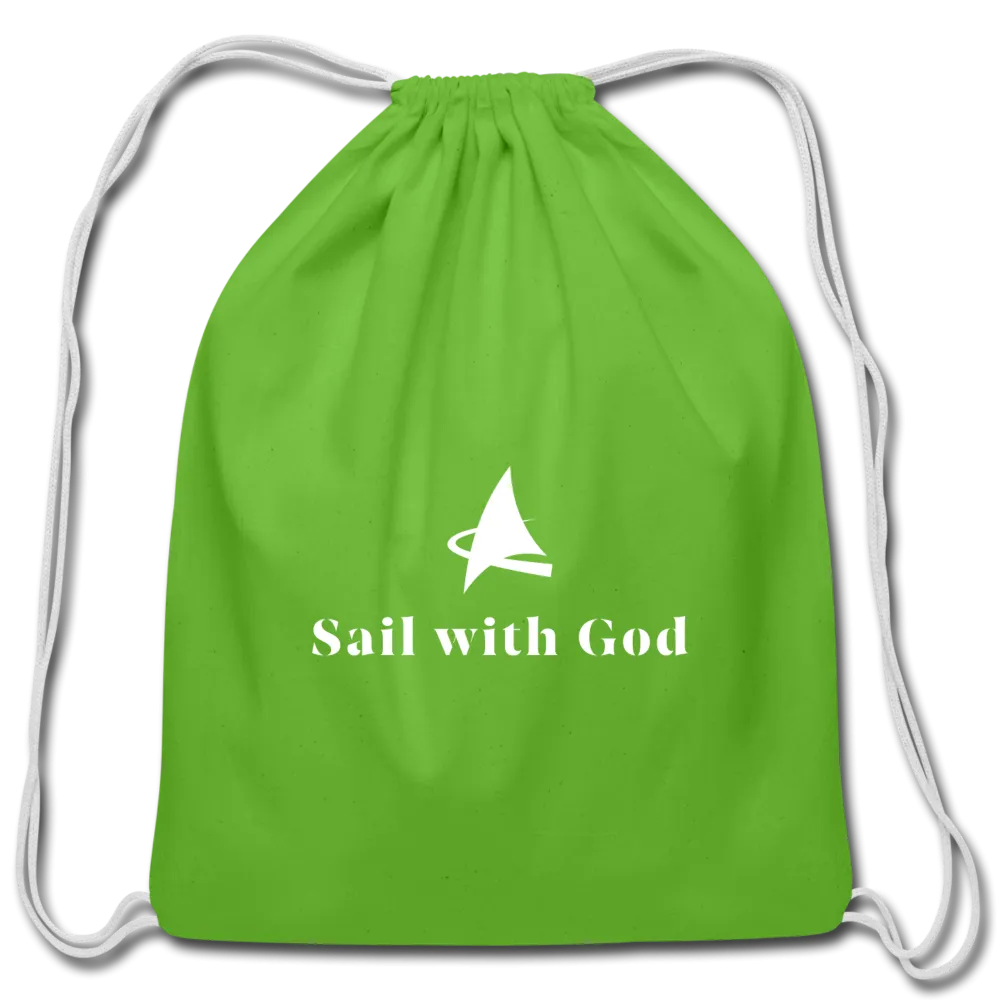 "Sail with God" Cotton Drawstring Bag (Clover)