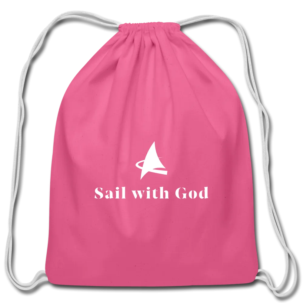 "Sail with God" Cotton Drawstring Bag (Pink)