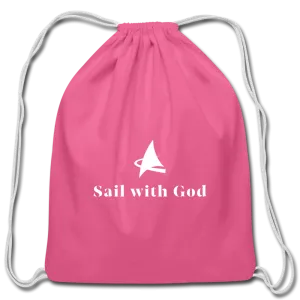 "Sail with God" Cotton Drawstring Bag (Pink)