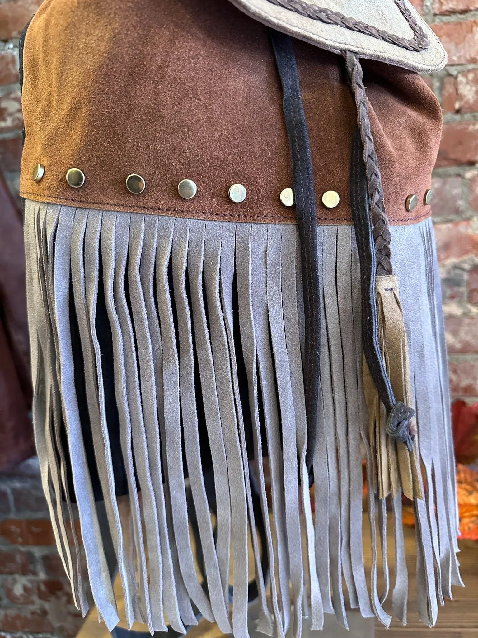 Sueded Leather Fringe Backpack