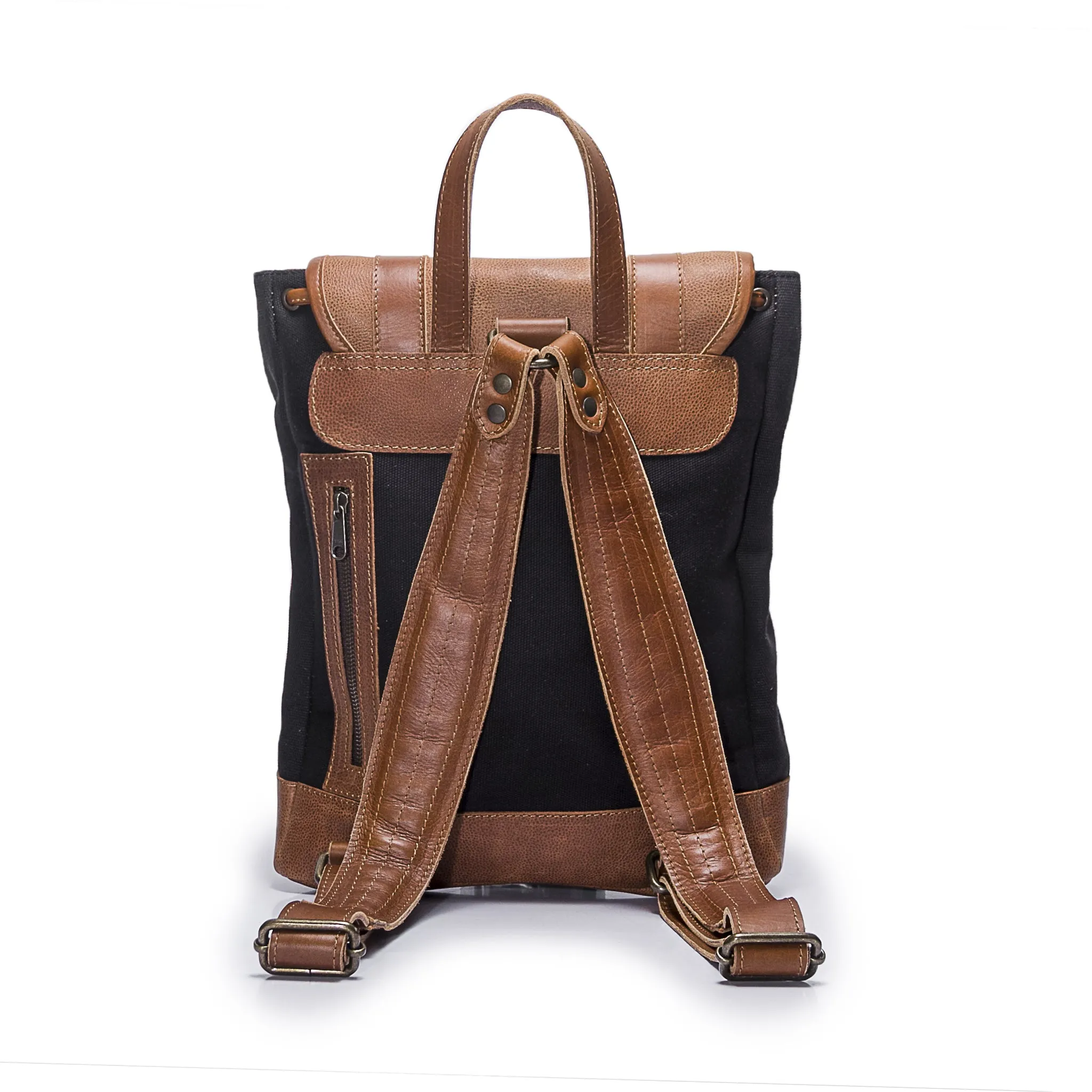 Tomcat | Black | Cotton Canvas | Brown Leather