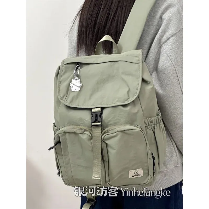 Uakiss Korean Fashion School Backpack Women Kawaii Large Capacity Outdoor Back Pack Versatile Japanese Solid Color Travel Fashion Bag