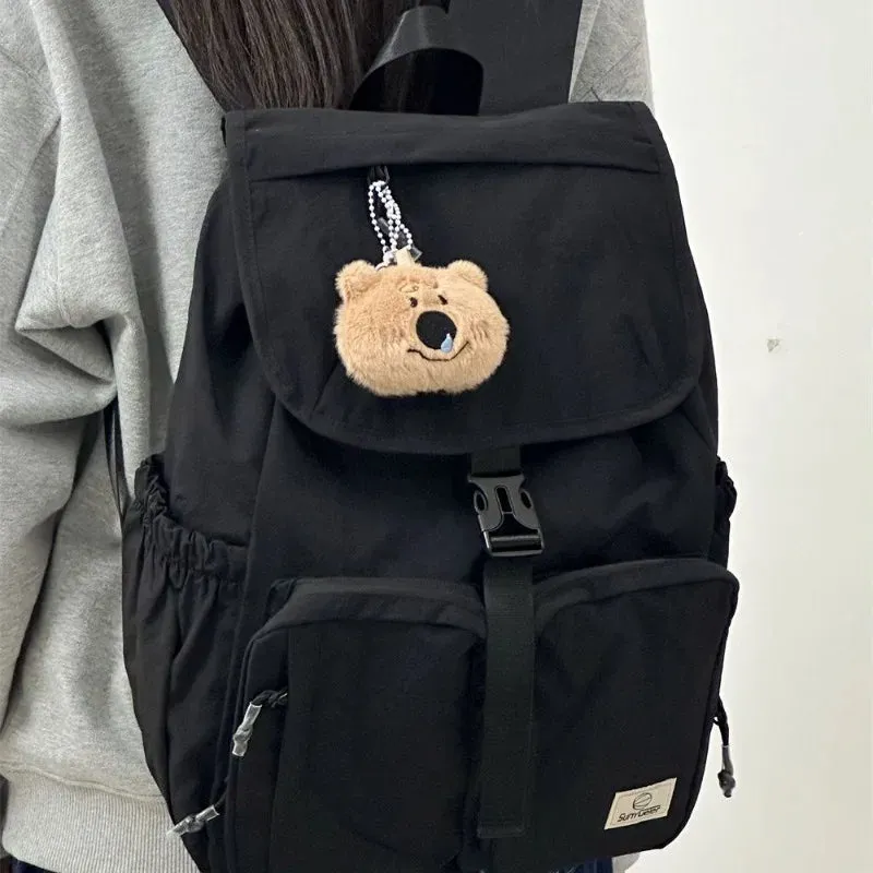 Uakiss Korean Fashion School Backpack Women Kawaii Large Capacity Outdoor Back Pack Versatile Japanese Solid Color Travel Fashion Bag