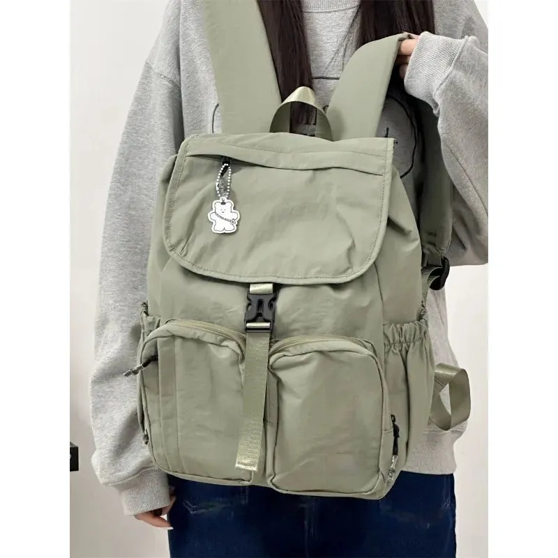 Uakiss Korean Fashion School Backpack Women Kawaii Large Capacity Outdoor Back Pack Versatile Japanese Solid Color Travel Fashion Bag