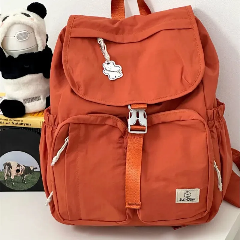 Uakiss Korean Fashion School Backpack Women Kawaii Large Capacity Outdoor Back Pack Versatile Japanese Solid Color Travel Fashion Bag