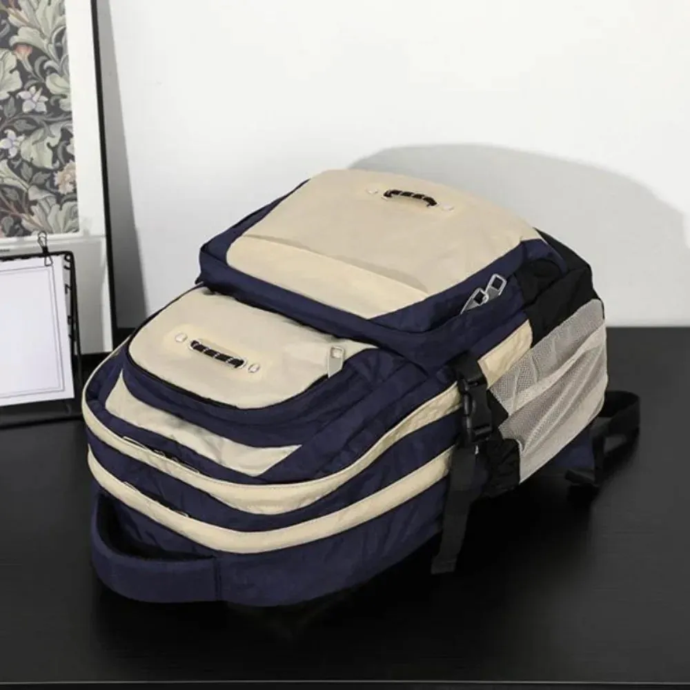 Uakiss New Student Preppy Style Large Capacity Handbags Travel Daily All-match Single-Shoulder Bag Panelled American Motion Backpacks