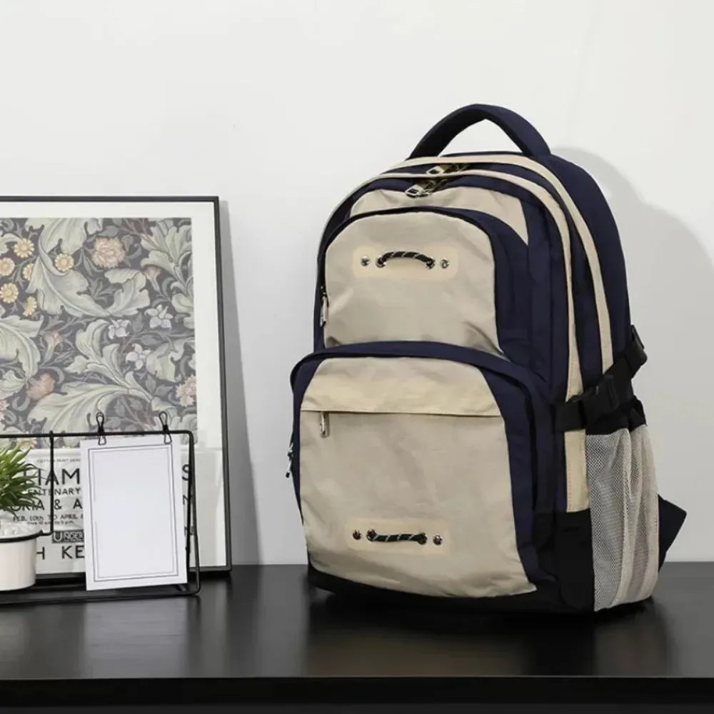 Uakiss New Student Preppy Style Large Capacity Handbags Travel Daily All-match Single-Shoulder Bag Panelled American Motion Backpacks