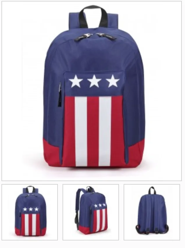 USA Flag Patriotic Backpack Book Bag School Travel Carry-On Adjustable Straps