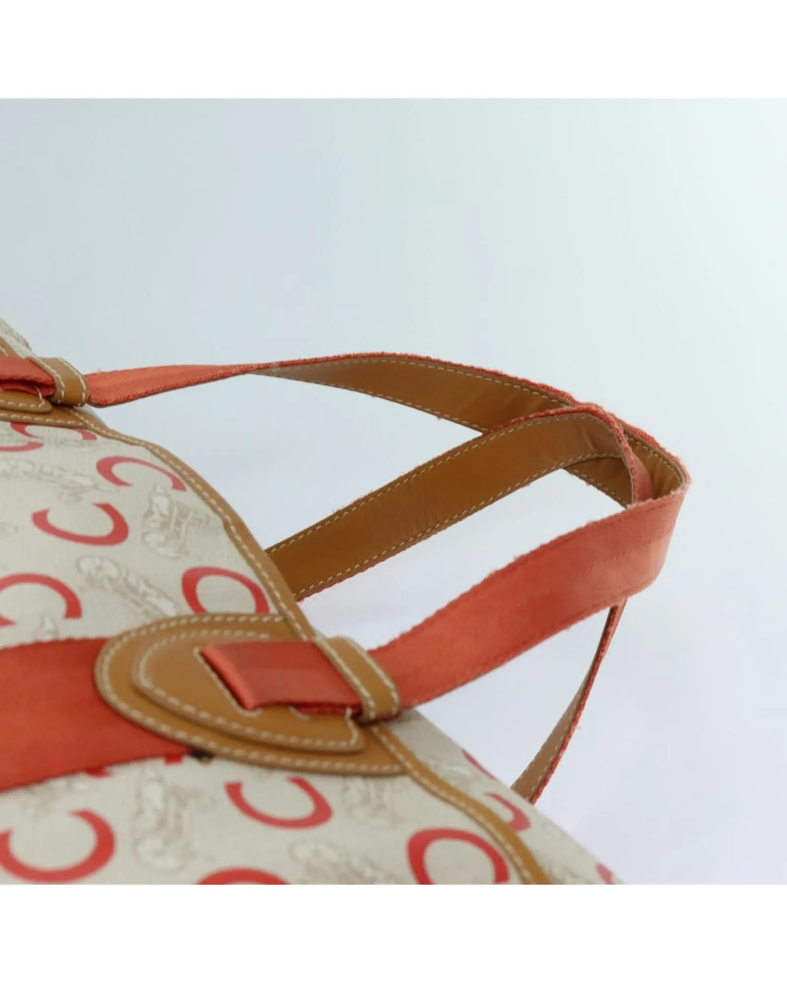 White Macadam Canvas Boston Bag with Accessories and Rank CD
